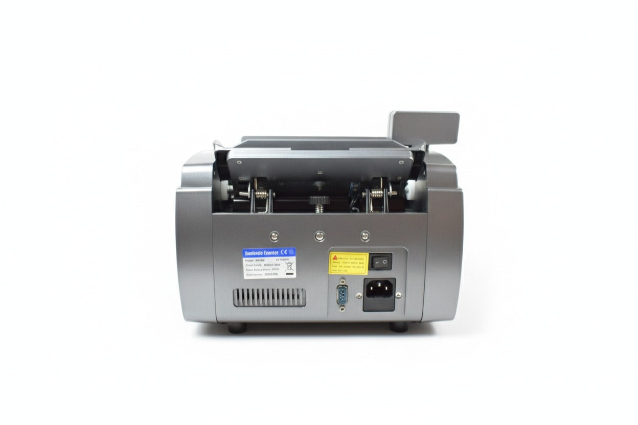 Cash counting machine on a white background